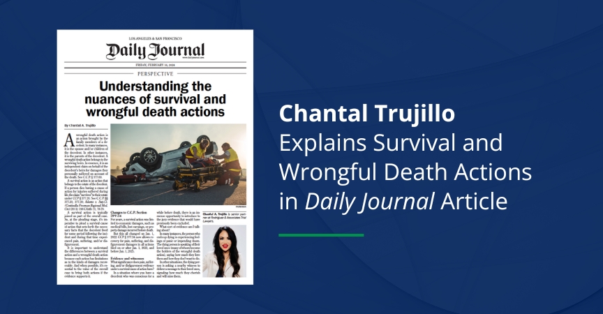 Chantal Trujillo Explains Survival and Wrongful Death Actions in Daily Journal Article